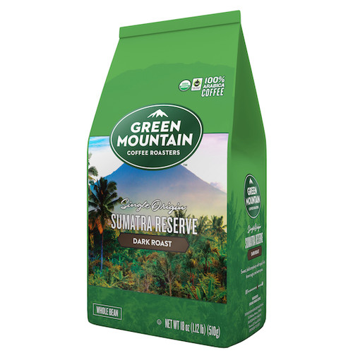 Green Mountain Whole Bean Sumatran Reserve Dark Roast Coffee, 18 Ounce, 6 Per Case